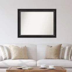 44" X 33" Non-Beveled Grand Black Wall Mirror - Amanti Art: Modern Rectangle, Polystyrene Frame, Wall Mounted -Home Furniture GUEST 9a91f349 a022 4dba bc8c 92f3bb339dbf