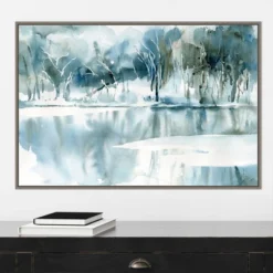 33" X 22" Blue Tree Reflections By Katrina Pete Framed Canvas Wall Art Gray Wash - Amanti Art -Home Furniture GUEST 9d6d857c 8d57 4d0d 9b4d 0ca09cd51671