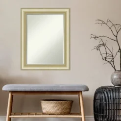Amanti Art Textured Light Gold Petite Bevel Bathroom Wall Mirror 29 X 23 In. -Home Furniture GUEST 9eef9aec 5be6 44be 9bb3 18d181918a14
