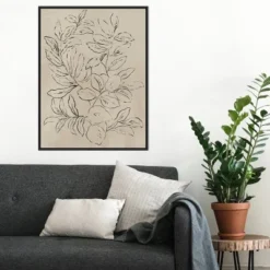 22" X 30" Outlined Leaves I By Asia Jensen Framed Canvas Wall Art Black - Amanti Art -Home Furniture GUEST 9f8870cb 242c 4660 8247 07a6754dca7d
