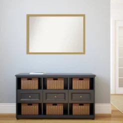 38" X 26" Non-Beveled Grace Brushed Gold Narrow Wall Mirror - Amanti Art -Home Furniture GUEST 9fb423ac 0eda 4a99 b3b1 4a5f3af3c0d5