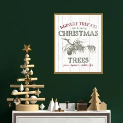 16" X 20" Christmas Tree Farm Sign By Wild Apple Portfolio Framed Canvas Wall Art - Amanti Art -Home Furniture GUEST a06119f0 f62a 4e66 b4e3 1c1529e0802b