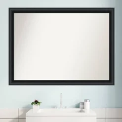 42" X 31" Non-Beveled Nero Wood Bathroom Wall Mirror Black - Amanti Art -Home Furniture GUEST a3189ef2 6989 42a6 8eee 39924342ee3d