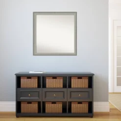 29" X 29" Non-Beveled Elegant Narrow Bathroom Wall Mirror Brushed Pewter - Amanti Art -Home Furniture GUEST a455c509 afe9 49c1 be3a 06f528d45c2b