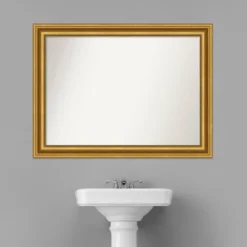 44" X 33" Non-Beveled Parlor Bathroom Wall Mirror Gold - Amanti Art -Home Furniture GUEST a49a22f7 bdab 4e9b b979 b875aa1eb7f5