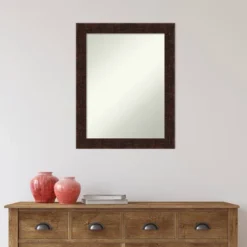 22" X 28" Non-Beveled William Mottled Bronze Narrow Bathroom Wall Mirror - Amanti Art -Home Furniture GUEST a4aacac4 a32e 4883 a029 897dbfeefa32