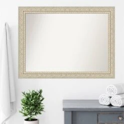 44" X 33" Non-Beveled Fair Baroque Wood Bathroom Wall Mirror Cream - Amanti Art -Home Furniture GUEST a544ab55 7a8e 457d 80d0 d0846a4e9dac