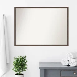 39" X 28" Non-Beveled Hardwood Wedge Wood Bathroom Wall Mirror Mocha Brown - Amanti Art -Home Furniture GUEST a5e2d164 6688 4d97 bd4d 37dc1564bd3e
