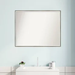 29" X 23" Non-Beveled Lucie Wood Bathroom Wall Mirror Silver - Amanti Art -Home Furniture GUEST a63c4cb6 b8aa 4a9a a62b c9d5d4e39c42