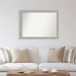 43" X 32" Non-Beveled Glam Linen Gray Wall Mirror - Amanti Art: Modern Style, Polystyrene Frame -Home Furniture GUEST a68af65b afe9 41ef b31c f403782cd851