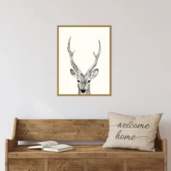 18" X 24" Animal Mug IV Deer By Victoria Borges Framed Canvas Wall Art Gold - Amanti Art -Home Furniture GUEST a6c5c840 ebc0 4a24 9041 18c053251e94