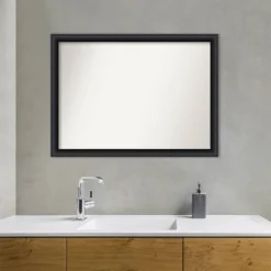 42" X 31" Non-Beveled Nero Wood Bathroom Wall Mirror Black - Amanti Art -Home Furniture GUEST a7bccd3d 4ef9 4a22 966d 470583e95798