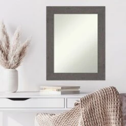 24" X 30" Non-Beveled Rustic Plank Gray Wall Mirror - Amanti Art -Home Furniture GUEST a8e7c766 be9f 4ba5 8676 b85b22cd6c2d