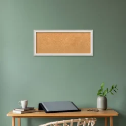 32"x14" Two Tone Wood Frame Natural Cork Board Silver - Amanti Art: Wall Mount, Bulletin Board, Message Center -Home Furniture GUEST aa6bd65c 67ea 42e5 b2b0 39cb403e324d