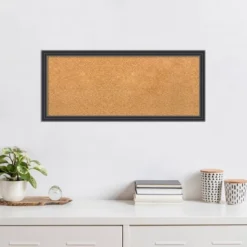 32"x14" Stylish Wood Frame Natural Cork Board Black - Amanti Art: Wall Mounted, Bulletin Display, Office Decor -Home Furniture GUEST aaed46d3 4d8b 4c03 b0ac 2ed6caccb34e