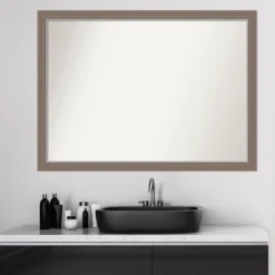 41" X 30" Non-Beveled Eva Narrow Bathroom Wall Mirror Brown - Amanti Art -Home Furniture GUEST ab8eaaed 031d 4989 9ceb 4964a752290e