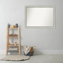 42" X 31" Non-Beveled Flair Patina Bathroom Wall Mirror Silver - Amanti Art -Home Furniture GUEST ac0eb621 70a7 4f2c 9158 a345e62ebc85