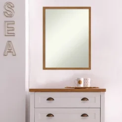 19" X 25" Non-Beveled Carlisle Blonde Narrow Wood Wall Mirror - Amanti Art -Home Furniture GUEST ac309730 bbb4 444e 8efe 45323ad40b1c