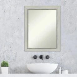 22" X 28" Non-Beveled Flair Patina Bathroom Wall Mirror Silver - Amanti Art -Home Furniture GUEST ac56d37c d3d5 47b3 bc73 62df7286d443