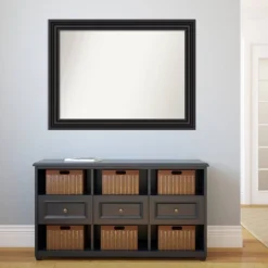 44" X 33" Non-Beveled Colonial Bathroom Wall Mirror Black - Amanti Art -Home Furniture GUEST ac9e76c8 6157 499a 9faa 2d40d1bec749