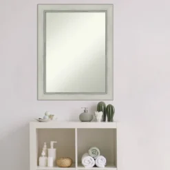 22" X 28" Non-Beveled Flair Patina Bathroom Wall Mirror Silver - Amanti Art -Home Furniture GUEST adf203fb 2ce7 43cf b032 41a082cff8a7