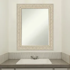 Amanti Art Fair Baroque Cream Petite Bevel Wood Bathroom Wall Mirror 29.5 X 23.5 In. -Home Furniture GUEST aebe7fb4 1985 49f4 8805 18b4e8284c09