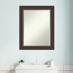Amanti Art Cyprus Walnut Petite Bevel Wood Bathroom Wall Mirror 28.75 X 22.75 In. -Home Furniture GUEST b00d86a9 831b 4143 862f 854336b4281e