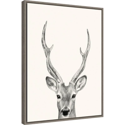 18" X 24" Animal Mug IV Deer By Victoria Borges Framed Canvas Wall Art Gray - Amanti Art 3 18" X 24" Animal Mug IV Deer By Victoria Borges Framed Canvas Wall Art Gray - Amanti Art