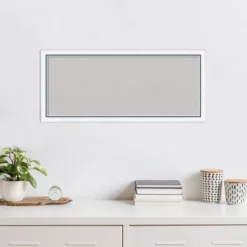 32"x14" Morgan Wood Frame Gray Cork Board White/Blue - Amanti Art -Home Furniture GUEST b0df621e c648 4570 8202 e199d0bb7b7c
