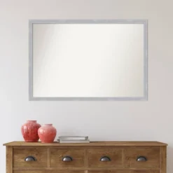 38" X 26" Non-Beveled Grace Brushed Nickel Narrow Wall Mirror - Amanti Art -Home Furniture GUEST b195175c 9e31 468a b8b5 e17b213b79ab