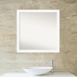 29" X 29" Non-Beveled Cabinet Narrow Bathroom Wall Mirror White - Amanti Art -Home Furniture GUEST b2294a7e dc56 4470 80f8 f04be07ceaad