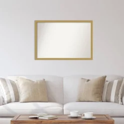 38" X 26" Non-Beveled Grace Brushed Gold Narrow Wall Mirror - Amanti Art -Home Furniture GUEST b2d48601 36d6 425a 915c d2425def263f