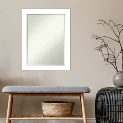 Amanti Art Wedge White Petite Bevel Bathroom Wall Mirror 28 X 22 In. -Home Furniture GUEST b3388696 6e9c 4cef 8c8b 078f0e882184