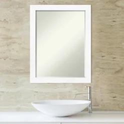Amanti Art Cabinet White Narrow Petite Bevel Bathroom Wall Mirror 27.25 X 21.25 In. -Home Furniture GUEST b34d5d68 f013 47a8 ab7b c13bc9ba8813