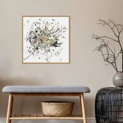 22" X 22" Dabbing Bouquet By Asia Jensen Framed Canvas Wall Art Light Brown - Amanti Art -Home Furniture GUEST b3a49686 cc85 45ce afe1 e8775b494665