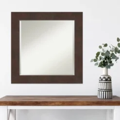 25" X 25" Wildwood Framed Wall Mirror Brown - Amanti Art -Home Furniture GUEST b47485c0 c982 4549 a776 e55ed780744b