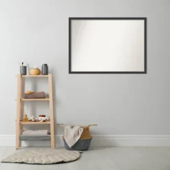 40"x29" Non-Beveled Wood Bathroom Wall Mirror Black - Amanti Art: Modern Rectangle, Wall Mount, Includes Hardware -Home Furniture GUEST b5ccc7c7 d455 4fa9 b5cd c6f00b64bfd3