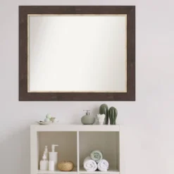 33" X 27" Non-Beveled Lined Bathroom Wall Mirror Bronze - Amanti Art -Home Furniture GUEST b7f07a89 0c6d 40e9 a468 bd1b6538c5fc