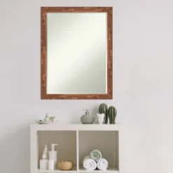 Amanti Art Fresco Light Pecan Petite Bevel Wood Bathroom Wall Mirror 26.5 X 20.5 In. -Home Furniture GUEST b90f5db3 3775 4c59 a491 4b869a793048