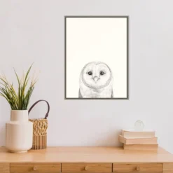 18" X 24" Animal Mug III Owl By Victoria Borges Framed Canvas Wall Art Gray - Amanti Art -Home Furniture GUEST b988ef7f 6d33 4247 a2d8 bc2a5c184e5b