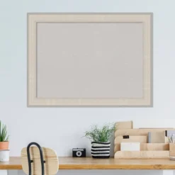 32"x24" Cottage Wood Frame Gray Cork Board White/Silver - Amanti Art -Home Furniture GUEST b9a14d88 0d6c 4a48 b7cb b180a243d16a