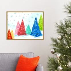 24" X 18" Magic Christmas Trees I By PI Studio Framed Canvas Wall Art - Amanti Art -Home Furniture GUEST ba1b9df9 ce46 4856 91ad 5cc1597e11dc
