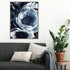 22" X 30" Peony Blue Petals III By Ashley Aldridge Framed Canvas Wall Art Gray Wash - Amanti Art -Home Furniture GUEST ba38b8d0 5cf9 4494 96a3 1b9cf878db78