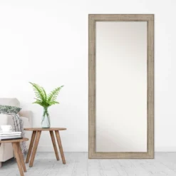 30" X 66" Non-Beveled Trellis Silver Wood Full Length Floor Leaner Mirror - Amanti Art -Home Furniture GUEST bab28d1d 9bb7 465f aa39 68f645f6815c