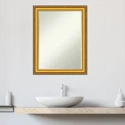 Amanti Art Colonial Embossed Gold Petite Bevel Wood Bathroom Wall Mirror 27.5 X 21.5 In. -Home Furniture GUEST bae9e411 5b01 44b3 a592 c075275272d9