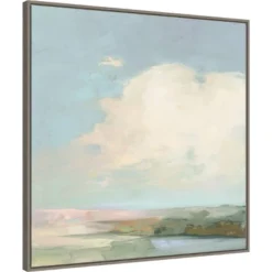 30" X 30" Colorful Horizon II Blue By Julia Purinton Framed Canvas Wall Art Print - Amanti Art