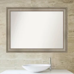 44" X 33" Non-Beveled Mezzanine Antique Narrow Wood Bathroom Wall Mirror Silver - Amanti Art -Home Furniture GUEST bc6cbd2d 99fc 4ed4 8e24 0050dac1cbb9