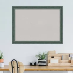 31"x23" Upcycled Wood Frame Gray Cork Board Teal - Amanti Art -Home Furniture GUEST bd1b899a 86e8 49ea a1bf 65bf32d8b1d5