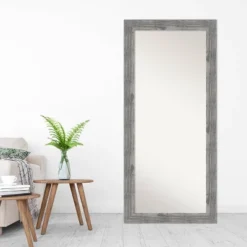 30" X 66" Non-Beveled Bridge Gray Wood Full Length Floor Leaner Mirror - Amanti Art -Home Furniture GUEST be53cf5e 8d2e 4467 b2f9 e2718aac2b32