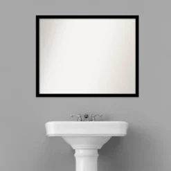 30" X 24" Non-Beveled Bathroom Wall Mirror Jet Black - Amanti Art -Home Furniture GUEST bf1ed895 ce84 4895 8ffb 519e6da12c96